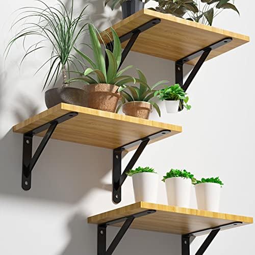 Shelf Brackets 6 x 4 Inch, for 5 8 10 12 16 20 Inch Heavy Duty Brackets 8 Pack, Black Powder-Coated Small Shelf Brackets