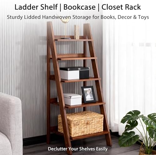 Woven Wicker Hyacinth Basket with Lid Storage Organizer
