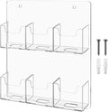 Marketing Holders Wall Business Card Holder with Hanging Hardware for 2" x 3.5" Vertical Gift Cards Clear Acrylic 6 Slot Display Holds 50 Contact or 30 Membership Cards