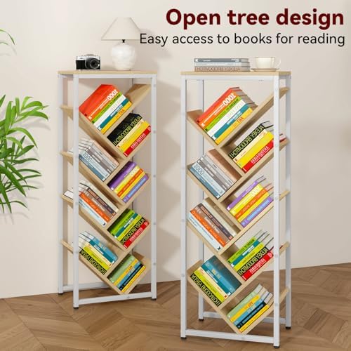 IBUYKE 9 Tier Tree Bookshelf with Top Shelf,Natural TBC002N