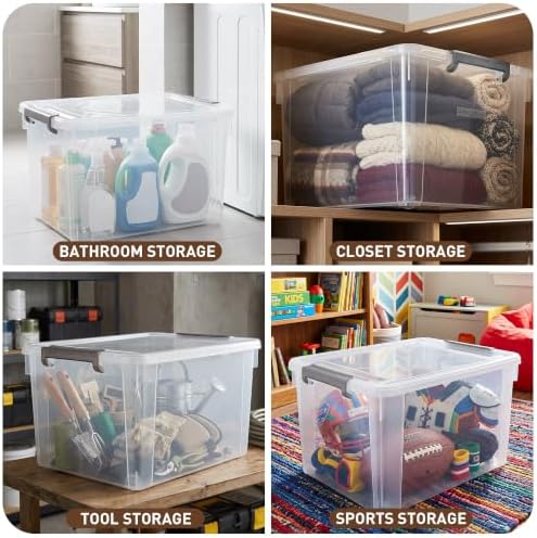 Citylife 4-Pack 58.1 QT Clear Plastic Storage Bins with Latching Lids