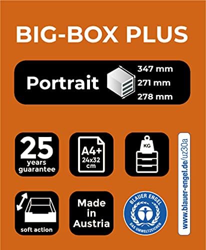 Exacompta - Ref 3097218D - BIG-BOX PLUS Desktop Drawer Set - 5 x 43mm Drawers, Suitable for A4+ Documents, 347 x 278 x 271mm, 100% Recycled Plastic - Black/Glossy Dark Red