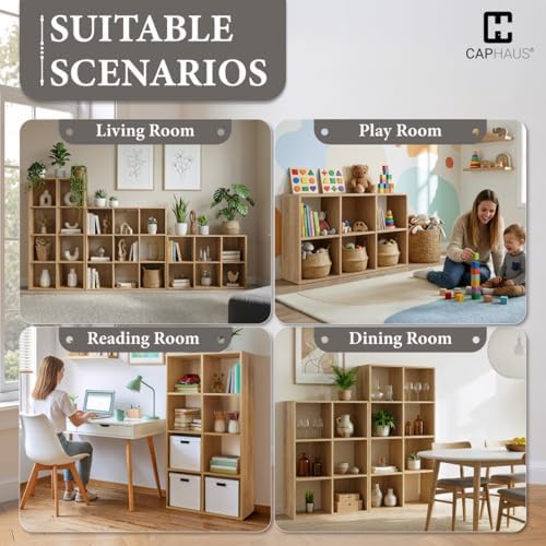 Fencer Wire 11-Inch Cube Storage Organizer Shelf w/Back, with Exterior Edge, Room Storage Shelves Divider, Bookcase, 6-C