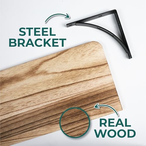 Reinforced Steel Bracket Room Shelves for Bedroom Wall - Easy to Install, Template and Video Included - Wall Mounted Rus