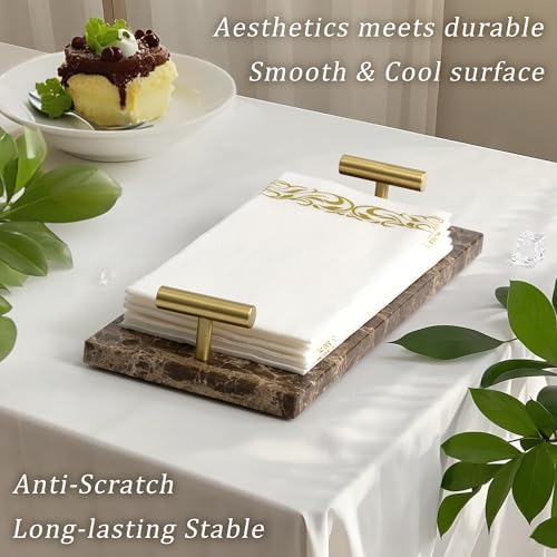 LIN CHUAN Marble Guest Towel Holder Tray,Napkin Holder,Brown