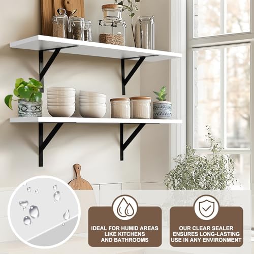 Tectocker-DOU 31.5" Long Floating Book Shelves for Wall, Heavy Duty, White