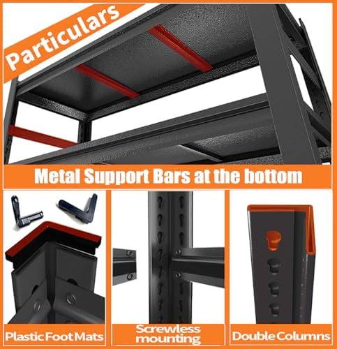 Metal Bookshelf 5 Tier Adjustable Industrial Tall Bookcase Storage Shelf