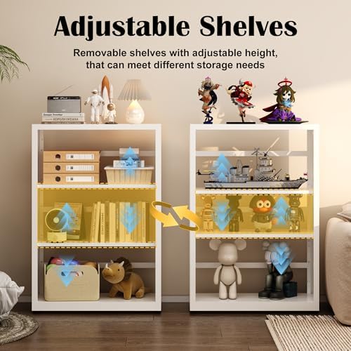SteeLoong 3 Tier Bookcase,Metal Bookshelf with Adjustable Feet & Shelves