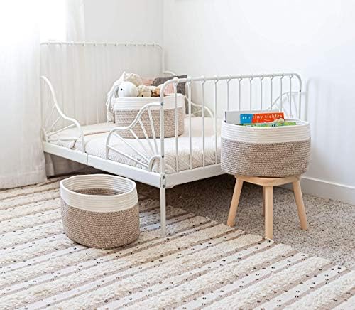 OrganiHaus Cotton Rope Baskets for Shelves, Set of 3, 15x9x10