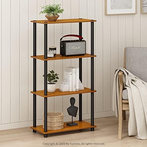 Furinno Turn-N-Tube Toolless 4-Tier Storage Shelves, Light Cherry