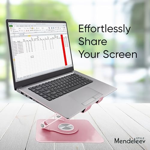 Pink 360° Rotating Foldable Adjustable Laptop Stand, Fits Up to 16 Inches