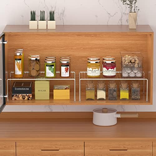 iPEGTOP Kitchen Cabinet Storage Shelf Rack, Set of 2 Large (15.7 x 9.4 Inch) Rustproof Metal Wire Shelves Spice Shelf Ra