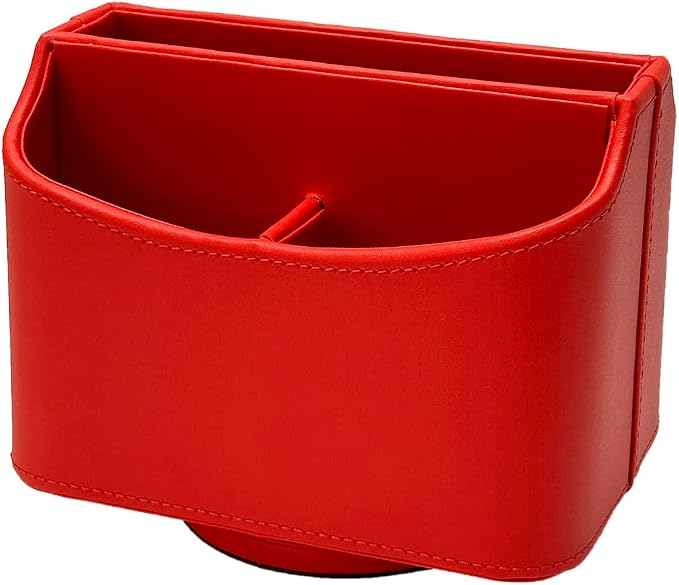 UnionBasic Rotating Desk Organizer, 360 Desk Spinning Caddy, Desktop TV Guide/Mail/Media/Remote Controller Holder Organizer, Red