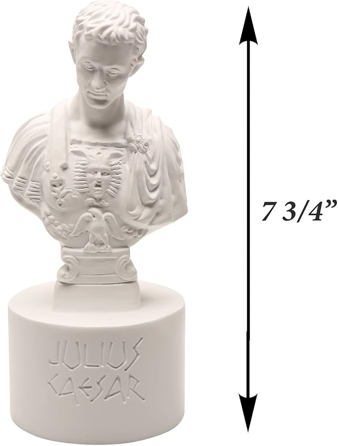 WHAT ON EARTH Julius Caesar Pencil Holder Stab Back Ides of March Pencil Holder for Desk, Roman Bust Statue with Back Stabbed Holes