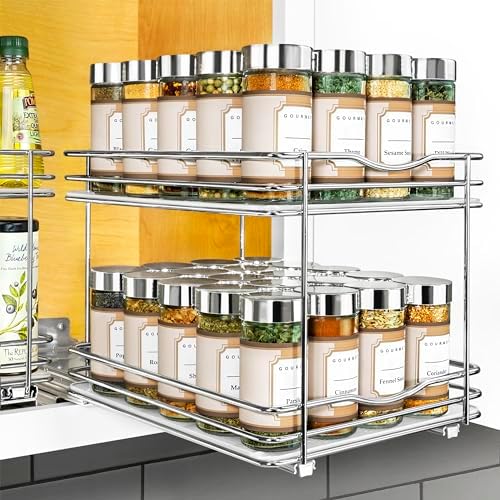 LYNK PROFESSIONAL® Pull Out Spice Organization for Cabinets - 8-3/8 inch Wide – Spice Rack for Inside Cabinets, Slide Ou
