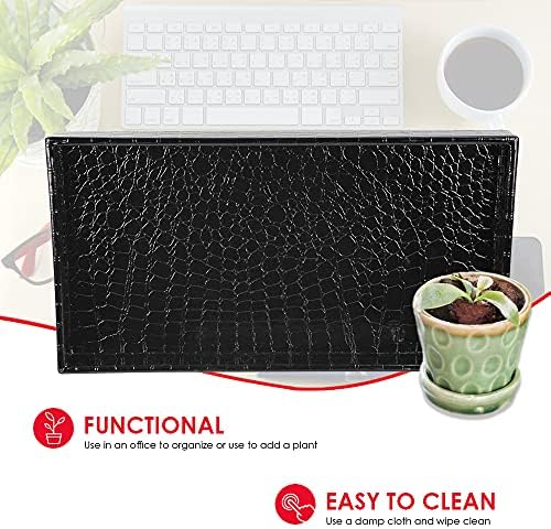 Home Basics Vanity Tray for Makeup, Jewelry, Perfume, Cosmetics Storage, Bathroom Organizer (Horizontal, Crocodile Black
