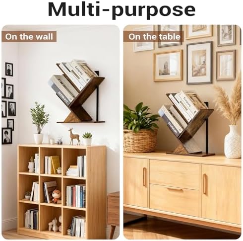 3-Tier Tree Book Shelves for Wall, Small Wall Mounted Shelves, Unique Hanging Bookshelf Storage Rack, Floating Bookshelv