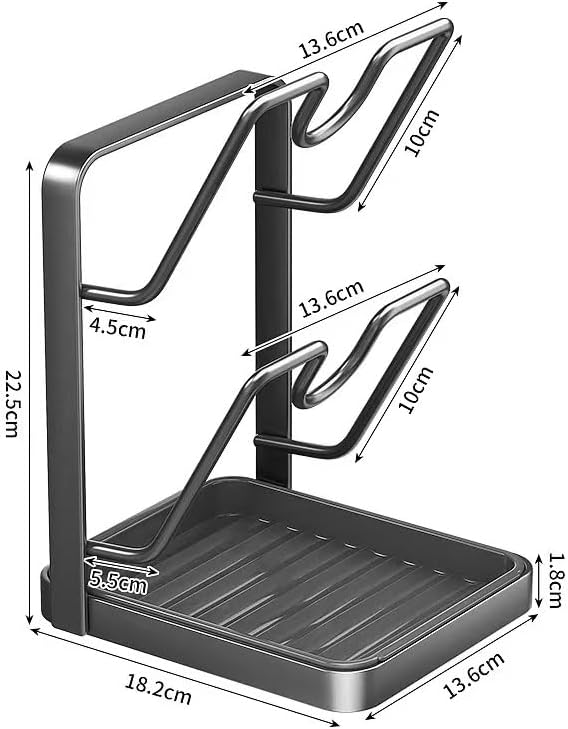 Space-Saving Pot Lid Holder & Spoon Rest - 3-in-1 Organizer with Drip Tray, Keeps Countertops Clear While Cooking (Multifunctional Kitchen Rack)