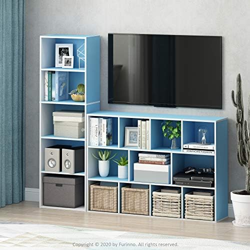 Furinno LUDER Book Shelf, 5-Tier Bookshelf, Bookcase with Open Shelves, 9.4 x 15.8 x 52, Easy Assembly, for Living Room,