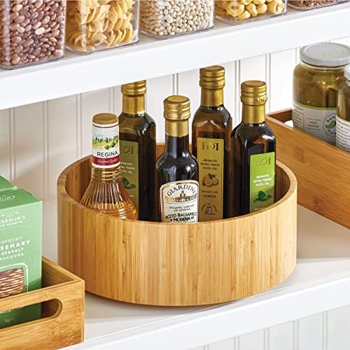 mDesign Lazy Susan Turntable Bamboo Spinner for Kitchen Cabinet, Pantry, Fridge, Cupboards, or Counter, Fully Rotating O