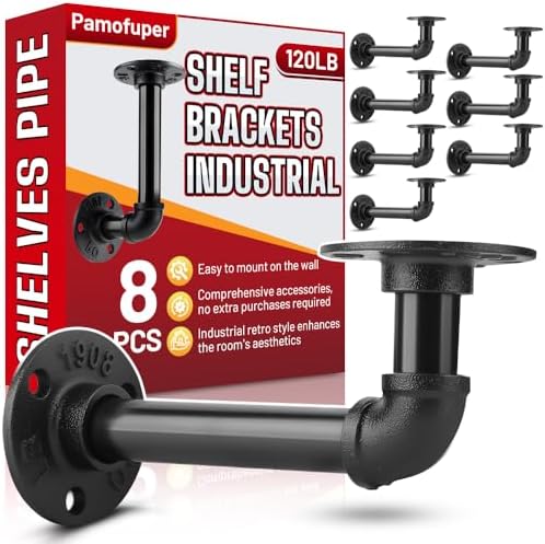 8 Pack Shelf Brackets for 7-14 in Floating Wooden Board Pipe Shelf Brackets