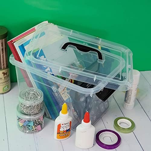 5 Quart Storage Box Tote with Lid, 6 Packs Small Plastic Bins with Handles
