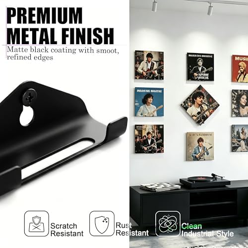 Vinyl Record Wall Mount Shelf, Custom Multi Angle Display, 6 Pcs