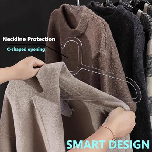 Clothes Hangers 30 Pack, 16" Heavy Duty Coat Hanger, Clear Acrylic Hangar, Non-slip Short Neck Hanger for Closet, Space Saving Slim Thin Perchas for Adult Suit, T-shirt, Jacket, Dress, Blouse Clothing