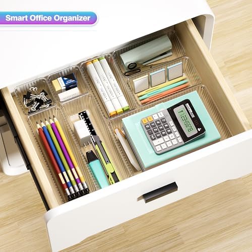25 PCS Clear Plastic Drawer Organizer Set, Makeup Organizer Trays