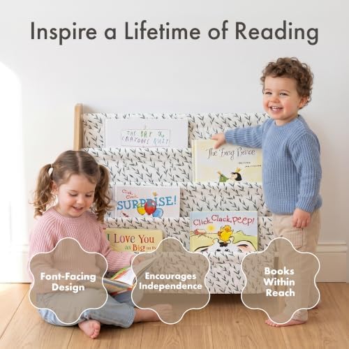 Humble Crew Kids Bookshelf, Montessori Front Facing Toddler Bookcase 4 Tier