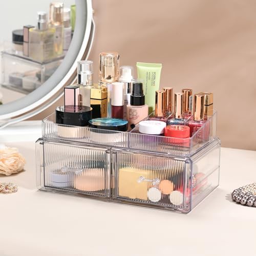 ZHIAI stackable storage drawer, cosmetic acrylic storage box, cosmetics and beauty product storage organizer, suitable f