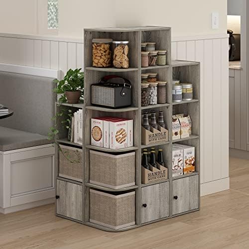 Furinno Luder 3-Tier Book Shelf with Closed Storage, Bookshelf, Bookcase with 1 Door, 9.3 x 12 x 31.5, for Living Room, 