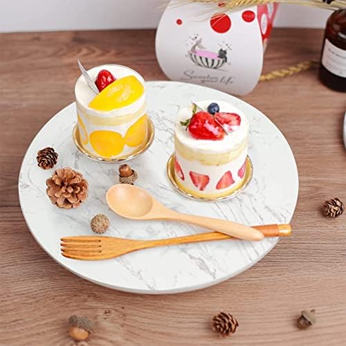 DEAYOU Marble Lazy Susan, Natural Marble Round Tray Turntable Cake Stand, 12" Lazy Susan Cheese Board with Silent Rotati