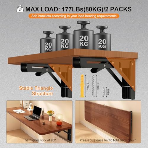 Folding Shelf Brackets 20 inch Foldable Shelf Bracket Heavy Duty Collapsible Shelf Brackets DIY Wall Mounted Fold Down T