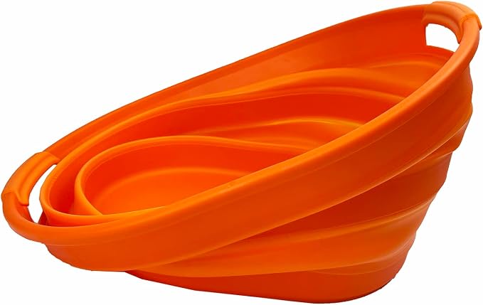 SAMMART 23L (6 Gallons) Collapsible Plastic Laundry Basket - Oval Tub/Basket - Foldable Storage Container/Organizer - Portable Washing Tub - Space Saving Laundry Hamper (Orange)
