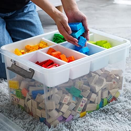 Citylife 32QT Clear Craft Organizers and Storage Box with Removable Tray