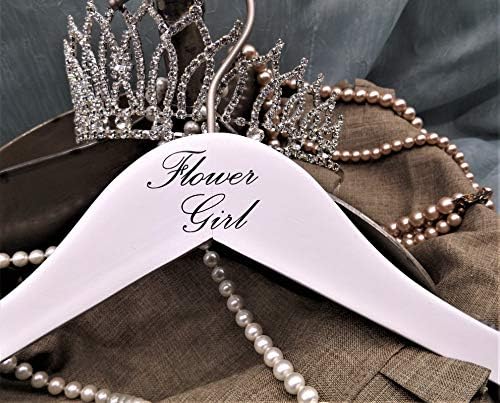 NAHANCO FG20114 Bridal Hanger, White Wood Hanger with Black Imprint (Flower Girl), 14” (1 piece)
