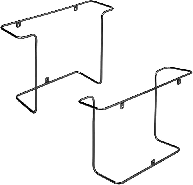 MyGift Modern Metal Wire Record Display Shelf, Vinyl Records Wall Mount Storage Racks, Hanging LP Record Holders, Floating Album Cover Display Shelves, Set of 2 (Black- 4 Pcs)