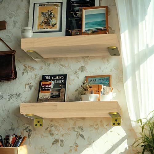 Eurydice Heavy Duty Floating Shelf Brackets, 1/4 in Thick 10 in 6Pack Gold