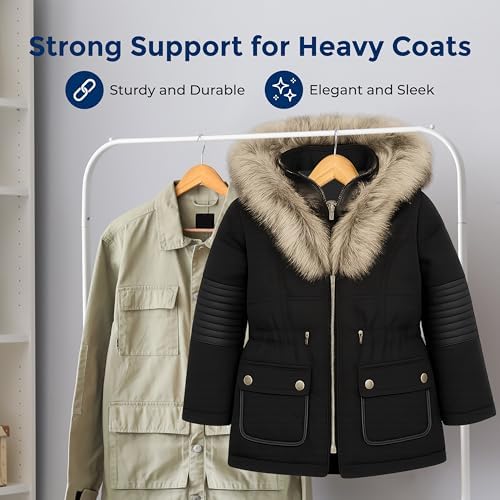 SereneLife Solid Wooden Hangers, Mega Pack, 50 Pieces Hangers for Clothes, Heavy Duty Suit Hanger Set with Chrome 360 Degree Swivel Hook, Notched Design, Natural Wood Color