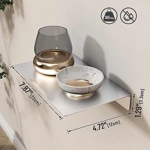 Danpoo 8 inch Small Floating Shelf for Wall Organizer & Storage, Mini Display Shelf, Metal Wall Shelf for Bathroom, Livi