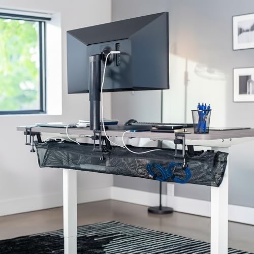 VIVO Black Clamp-on 55 in Mesh Net Cable Management Holder, DESK-AC55MH