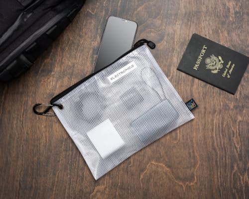 Clear Mesh Zipper Pouches, 6 Pack, 3 Sizes - Cable Organizer & Gear Bags for Tools, Tackle, First Aid, Electronics & Sma