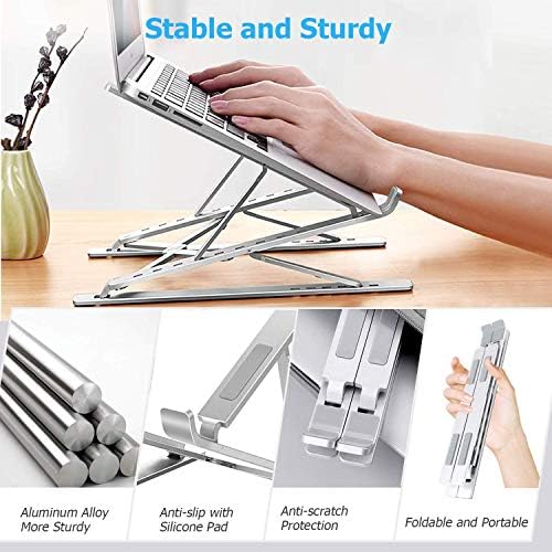 Laptop Stand for Desk，Stable MacBook Pro Stand，Ergonomic Aluminum Computer Riser for 12 13 15 16 17 inch ，Computer Cooli