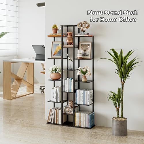 5 Tier Narrow Bookshelf, Tall Skinny Bookshelf, Slim Open Bookcase Corner