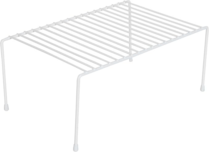 Smart Design Cabinet Storage Shelf Rack - Medium (8.5 x 13.25 Inch) - Steel Metal Wire - Cupboard, Plate, Dish, Counter & Pantry Organizer Organization - Kitchen [White]