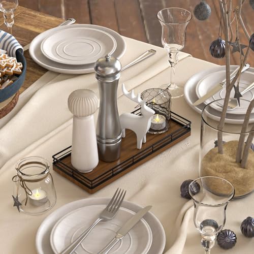 Wooden Decorative Tray, Oak 11.2" L Coffee Table Tray for Kitchen Countertop Soap Sponge Holder Candle Nightstand Table 