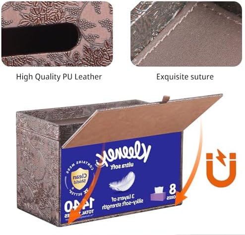 Extra Large Tissue Box Cover with Storage Tray,Rectangle Tissue Box Holder