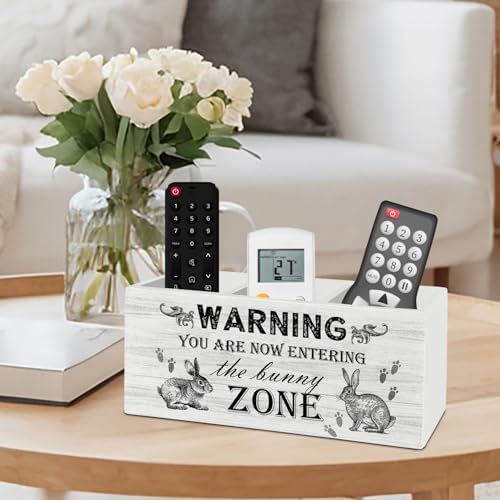Bunny Easter Gifts for Women, Easter Bunny Decor, Bunny Gifts, Funny Rabbit Pen Pencil Holder Organizer for Desk Accessories, Wooden Box Sign Desk Decor for Home Office Decoration
