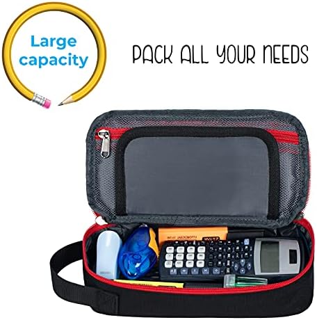 ECHSRT Large Pencil Case, Aesthetic Pen Pouch with Big Capacity, Minimalist Portable Stationery Bag with Handle for Office Organizer Aesthetic Pencil Cases